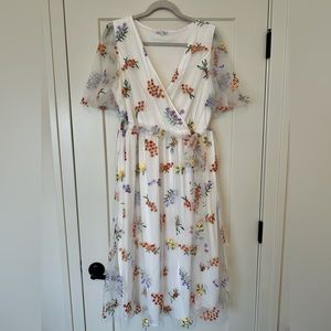 Baltic Born White Floral Midi Dress